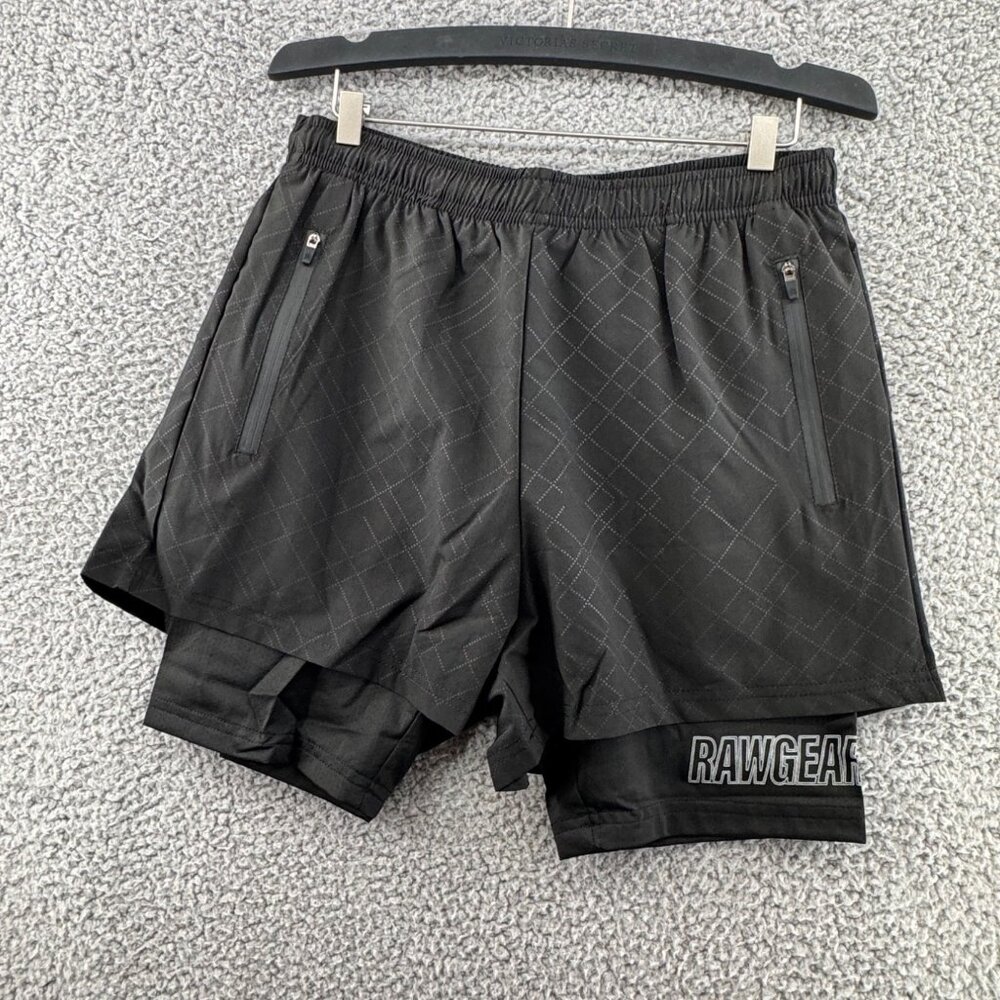 Rawgear Black Dual-Layer Athletic Shorts W/ Zipper Pockets Size Small NWT #RG114